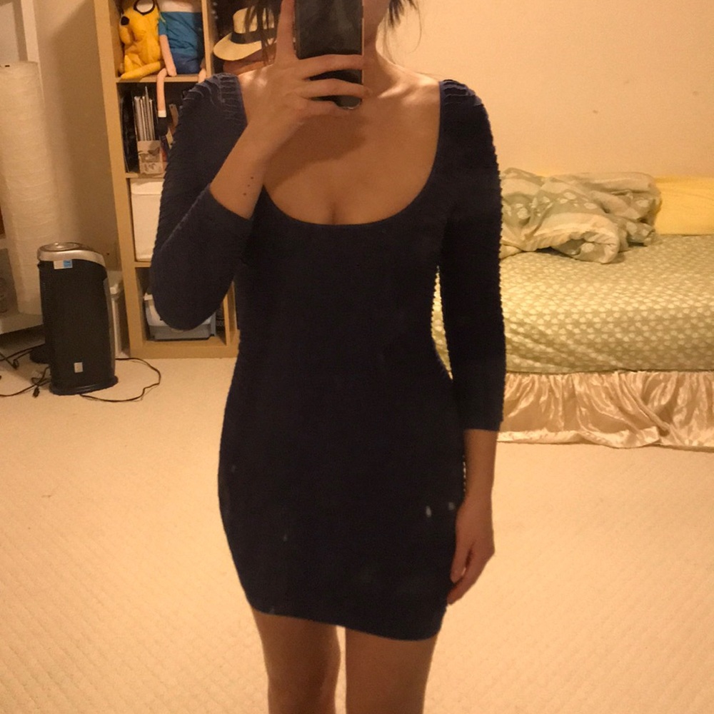 Bebe navy blue scrunched dress